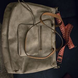 Stylish Tan and Red Women's Bag